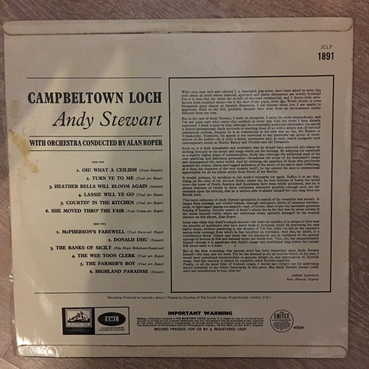 Andy Stewart ‎– Campbeltown Loch - Vinyl Record - Opened  - Very-Good- Quality (VG-) - C-Plan Audio