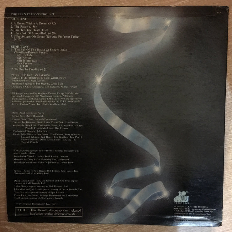 Alan Parsons - Tales of Mystery and Imagination - Edgar Allan Poe (US) - Vinyl LP Record - Opened  - Very-Good+ Quality (VG+) - C-Plan Audio