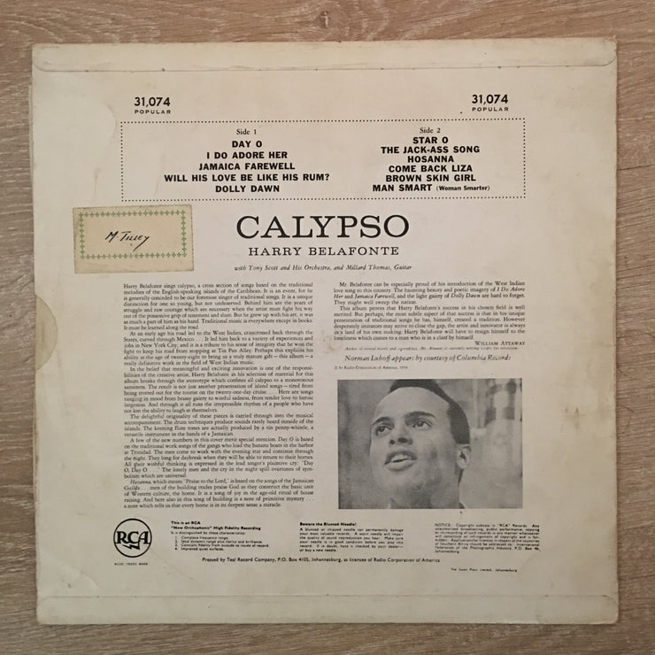 Harry Belafonte - Calypso - Vinyl LP Record - Opened  - Good+ Quality (G+) - C-Plan Audio