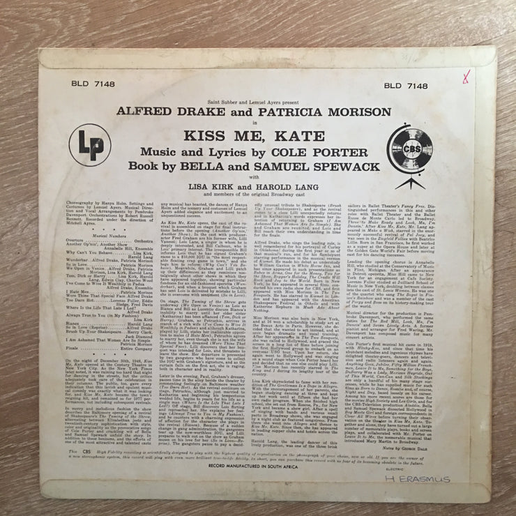 Alfred Drake, Patricia Morison ‎– Kiss Me, Kate - Vinyl LP Record - Opened  - Very-Good+ Quality (VG+) - C-Plan Audio