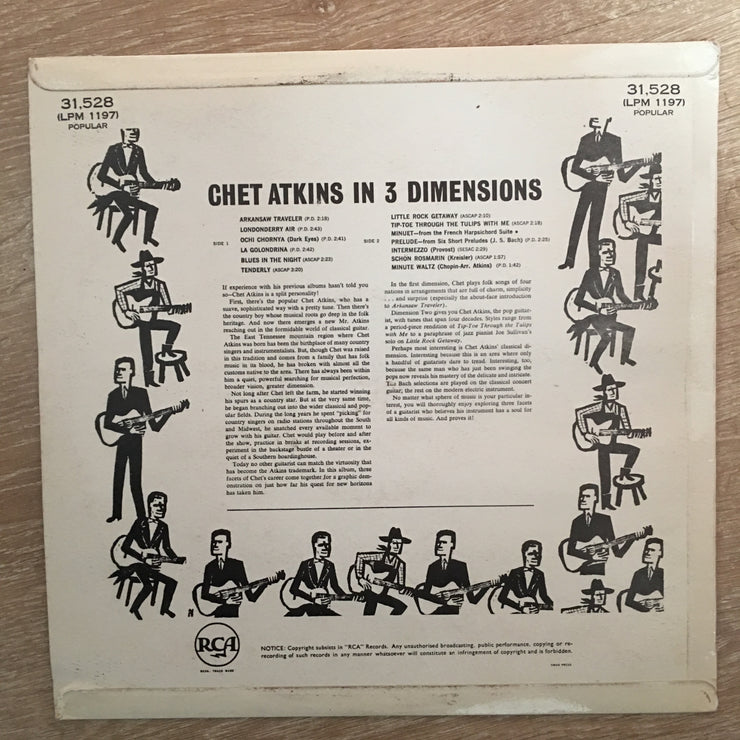 Chet Atkins ‎– Chet Atkins In Three Dimensions - Vinyl LP Record - Opened  - Very-Good+ Quality (VG+) - C-Plan Audio