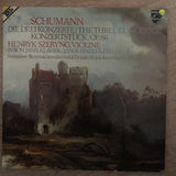 Robert Schumann, Byron Janis, Janos Starker, Henryk Szeryng ‎– The Three Concertos ‎– Vinyl LP Record - Opened  - Very-Good+ Quality (VG+) - C-Plan Audio