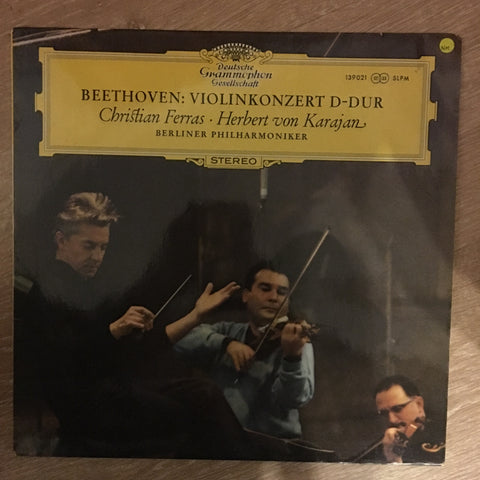 Beethoven, Christian Ferras, Herbert von Karajan, Berlin Philharmonic ‎– Beethoven: Violin Concerto ‎- Vinyl LP Record - Opened  - Very-Good+ Quality (VG+) - C-Plan Audio
