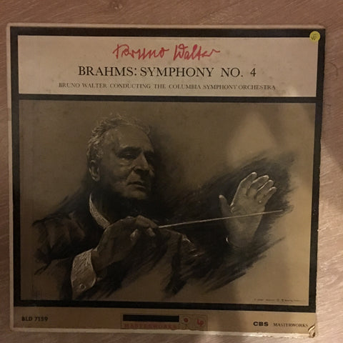 Brahms - Symphony No 4 in E Minor Op 98 - Bruno Walter - Columbia Symphony Orchestra - Vinyl LP Record - Opened  - Very-Good- Quality (VG-) - C-Plan Audio