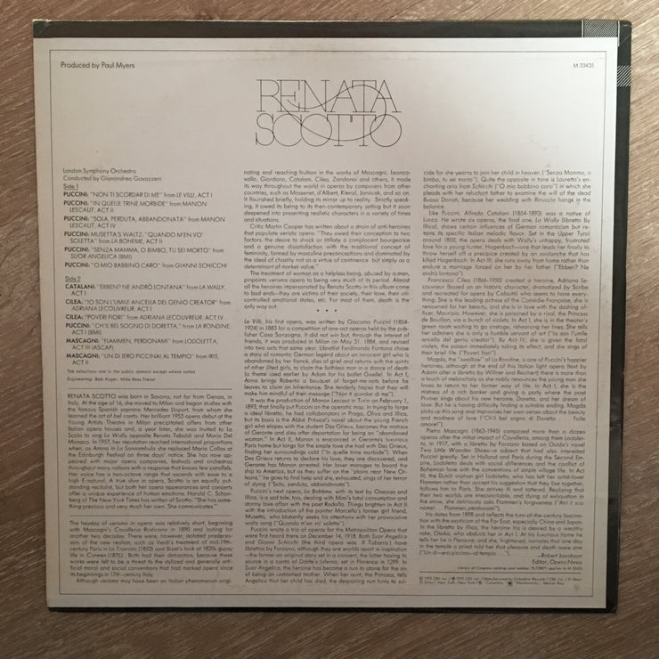 Renata Scotto, London Symphony Orchestra , Gavazzeni ‎– Arias By Puccini, Mascagni, Cilèa, And Catalani - Vinyl LP Record - Opened  - Very-Good Quality (VG) - C-Plan Audio