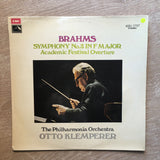Brahms - Otto Klemperer, The Philharmonia Orchestra ‎– Symphony No. 3 In F Major / Academic Festival Overture - Vinyl LP Record - Opened  - Very-Good Quality- (VG-) - C-Plan Audio