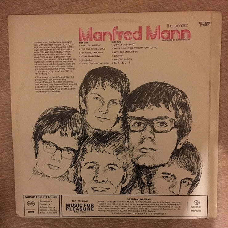 The Greatest Of Manfred Mann - Vinyl LP Record - Opened  - Very-Good+ Quality (VG+) - C-Plan Audio