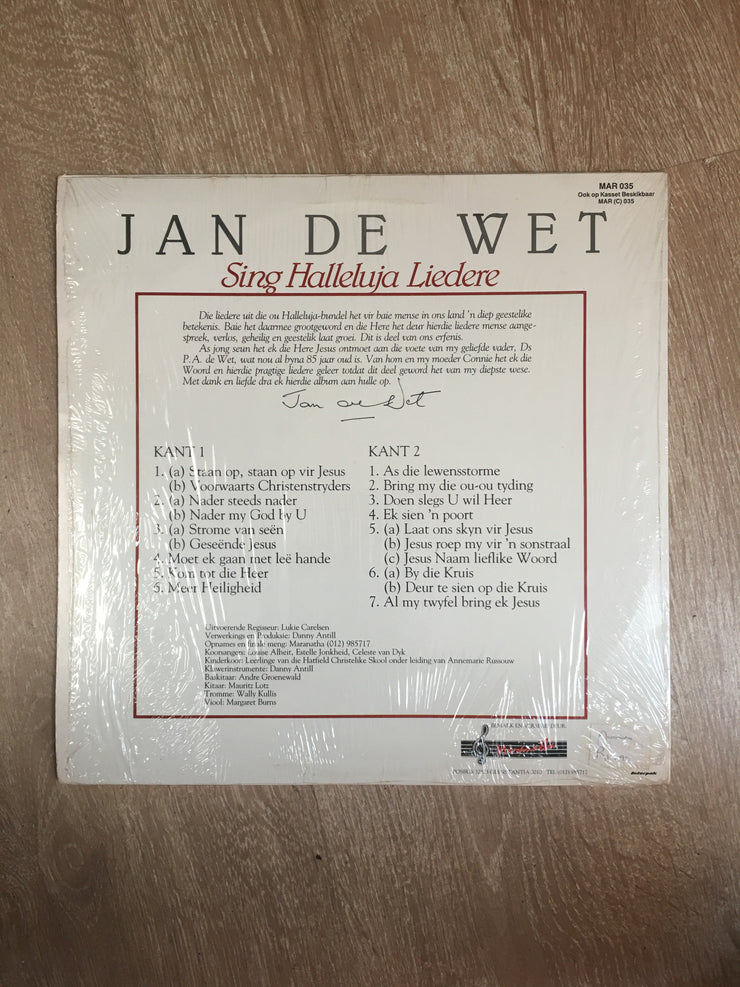 Jan De Wet - Sing Halleluja Liedere - Vinyl LP Record - Opened  - Very-Good+ Quality (VG+) - C-Plan Audio