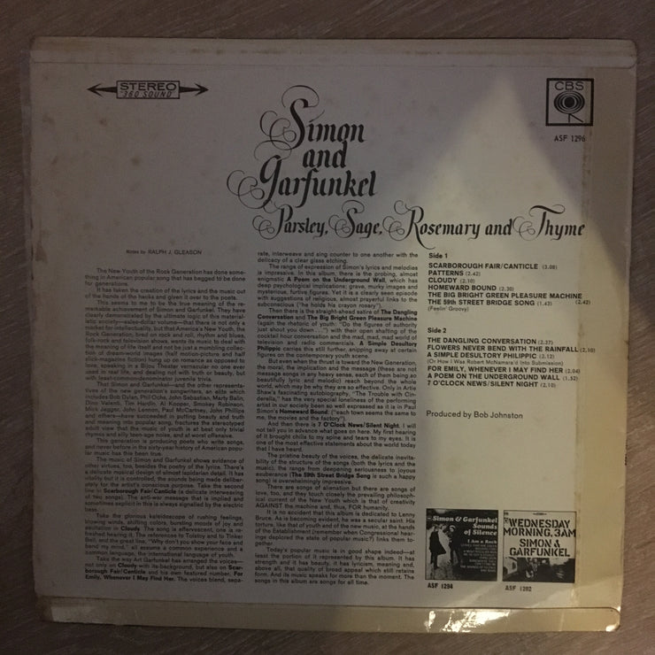 Simon And Garfunkel ‎– Parsley, Sage, Rosemary And Thyme - Vinyl LP Record - Opened  - Good+ Quality (G+) - C-Plan Audio