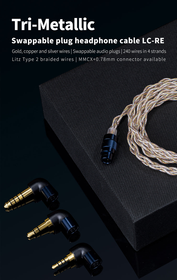 FiiO LC-RE Cable with MMCX Earphone Connectors and Swappable Device Connectors (3.5 single ended), (4.4mm and 2.5mm Balanced) ( Ships Next Day) - C-Plan Audio