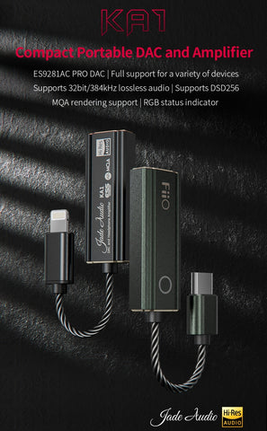 FiiO KA1 - MQA DAC & Headphone Amplifier (with standard headphone socket) - USB-C for smartphones & computers (In Stock)