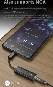 FiiO KA1-LT - MQA DAC & Headphone Amplifier (with standard headphone socket)  (In Stock)- Lightning IOS connection for smartphones & computers (nbb)
