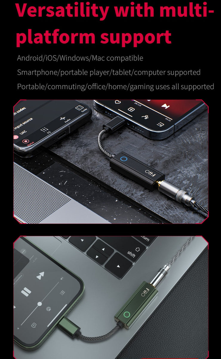 FiiO KA1-LT - MQA DAC & Headphone Amplifier (with standard headphone socket)  (In Stock)- Lightning IOS connection for smartphones & computers (nbb)