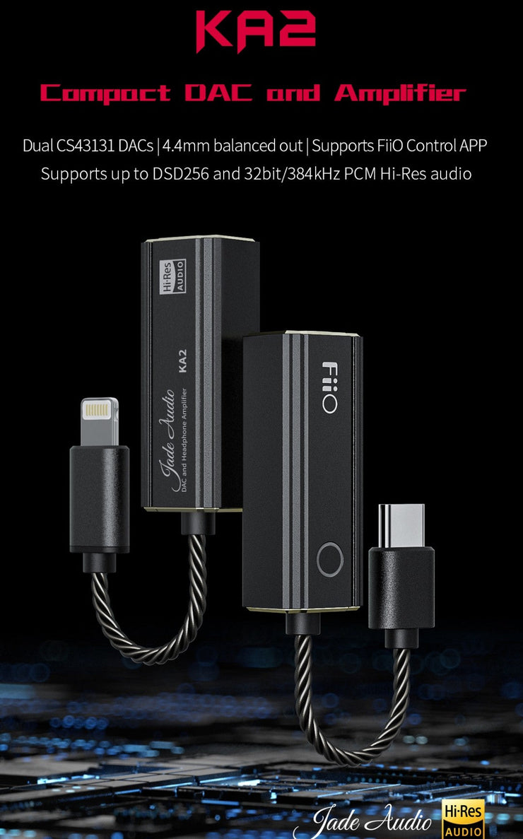 FiiO KA2-TC - Hi-Res Audio Balanced DAC & Headphone Amplifier (with 4.4mm Balanced headphone output) - USB-C connection for smartphones & computers (C-Plan Specials)