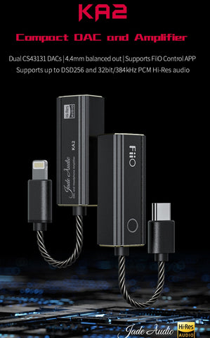 FiiO KA2-LT - Hi-Res Audio Balanced DAC & Headphone Amplifier (with 4.4mm Balanced headphone output) - Lightning IOS connection for smartphones & computers (C-Plan Specials)