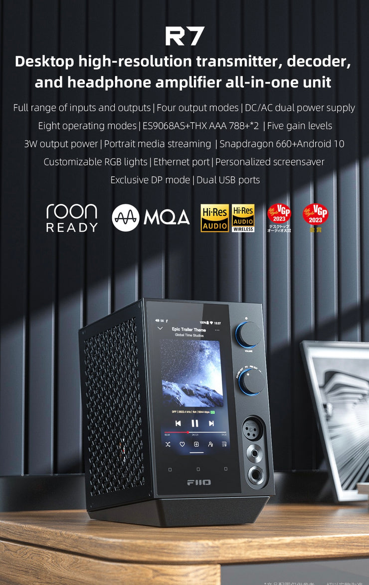 FiiO R7 - Audiophile Desktop Music Streamer and Headphone Amplifier (Black) (In Stock)
