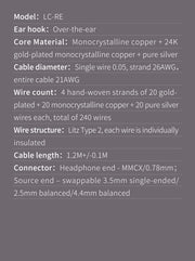 FiiO LC-RE Cable with MMCX Earphone Connectors and Swappable Device Connectors (3.5 single ended), (4.4mm and 2.5mm Balanced) ( Ships Next Day) - C-Plan Audio