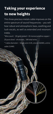 FiiO LC-RE Cable with MMCX Earphone Connectors and Swappable Device Connectors (3.5 single ended), (4.4mm and 2.5mm Balanced) ( Ships Next Day) - C-Plan Audio